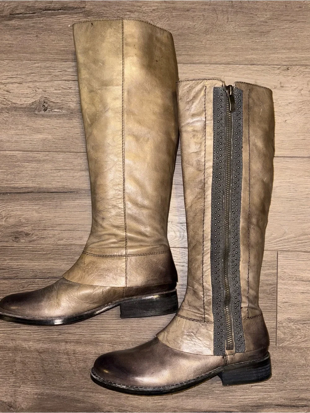 Vince Camuto Taupe Knee-High Leather Boots